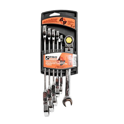 Flat ratchet wrench set with joint 6 pcs.