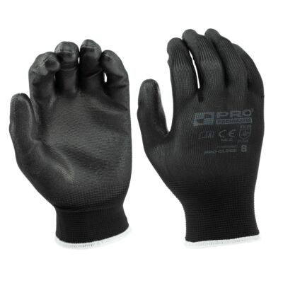 Black polyurethane protective gloves