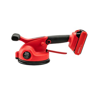 Battery-powered vibrating suction cup for maxi tiles