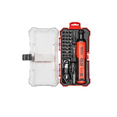Cordless screwdriver 5 Nm with bits, set of 29 pieces.